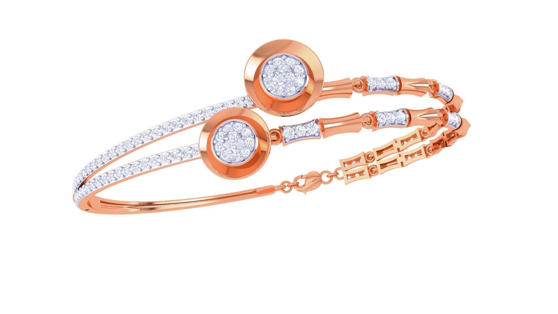 Bi Flower High Jewelry Italian Diamond Bracelets 3dm stl obj  3D print model_4