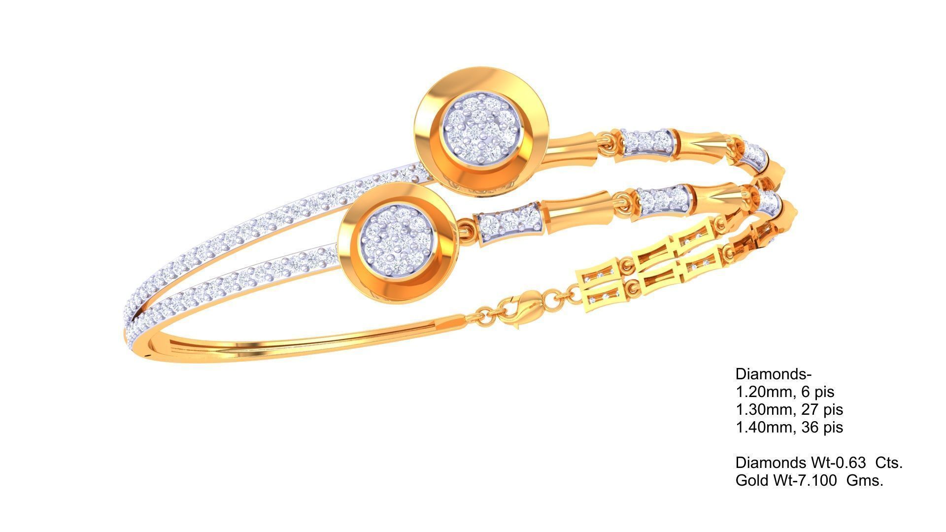 Bi Flower High Jewelry Italian Diamond Bracelets 3dm stl obj  3D print model_1