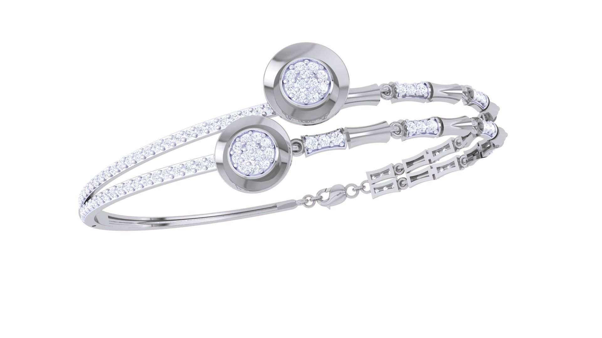 Bi Flower High Jewelry Italian Diamond Bracelets 3dm stl obj  3D print model_5