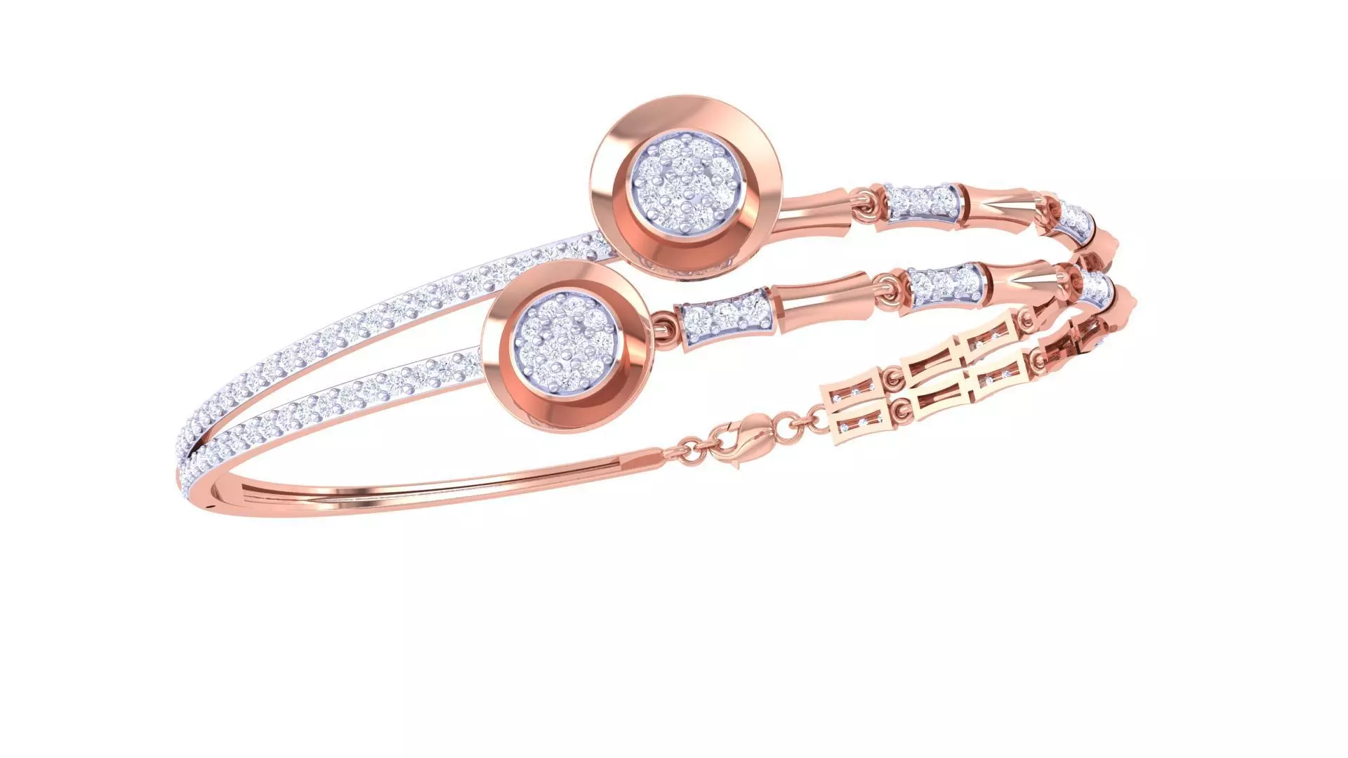 Bi Flower High Jewelry Italian Diamond Bracelets 3dm stl obj  3D print model_0