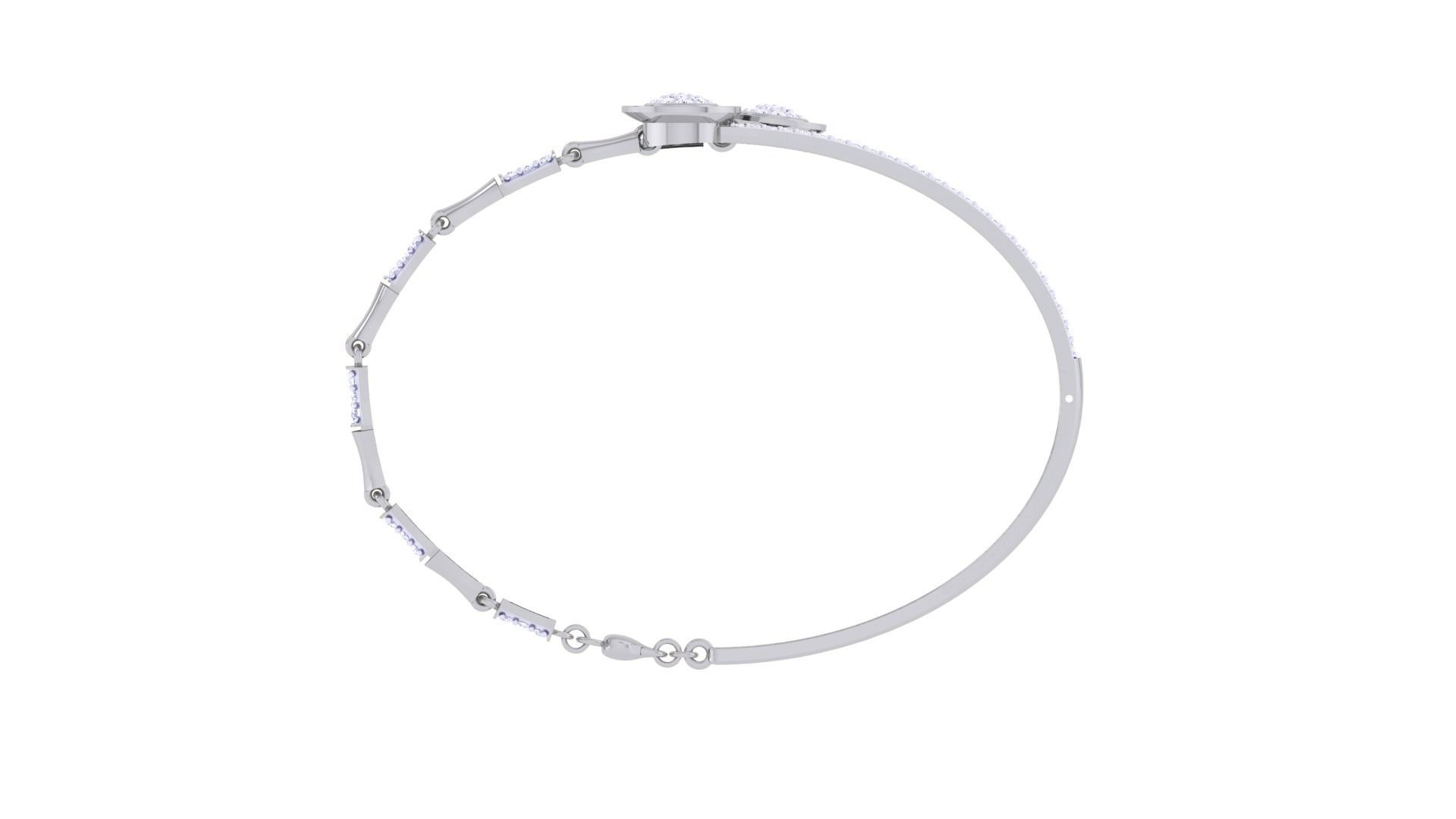 Bi Flower High Jewelry Italian Diamond Bracelets 3dm stl obj  3D print model_10