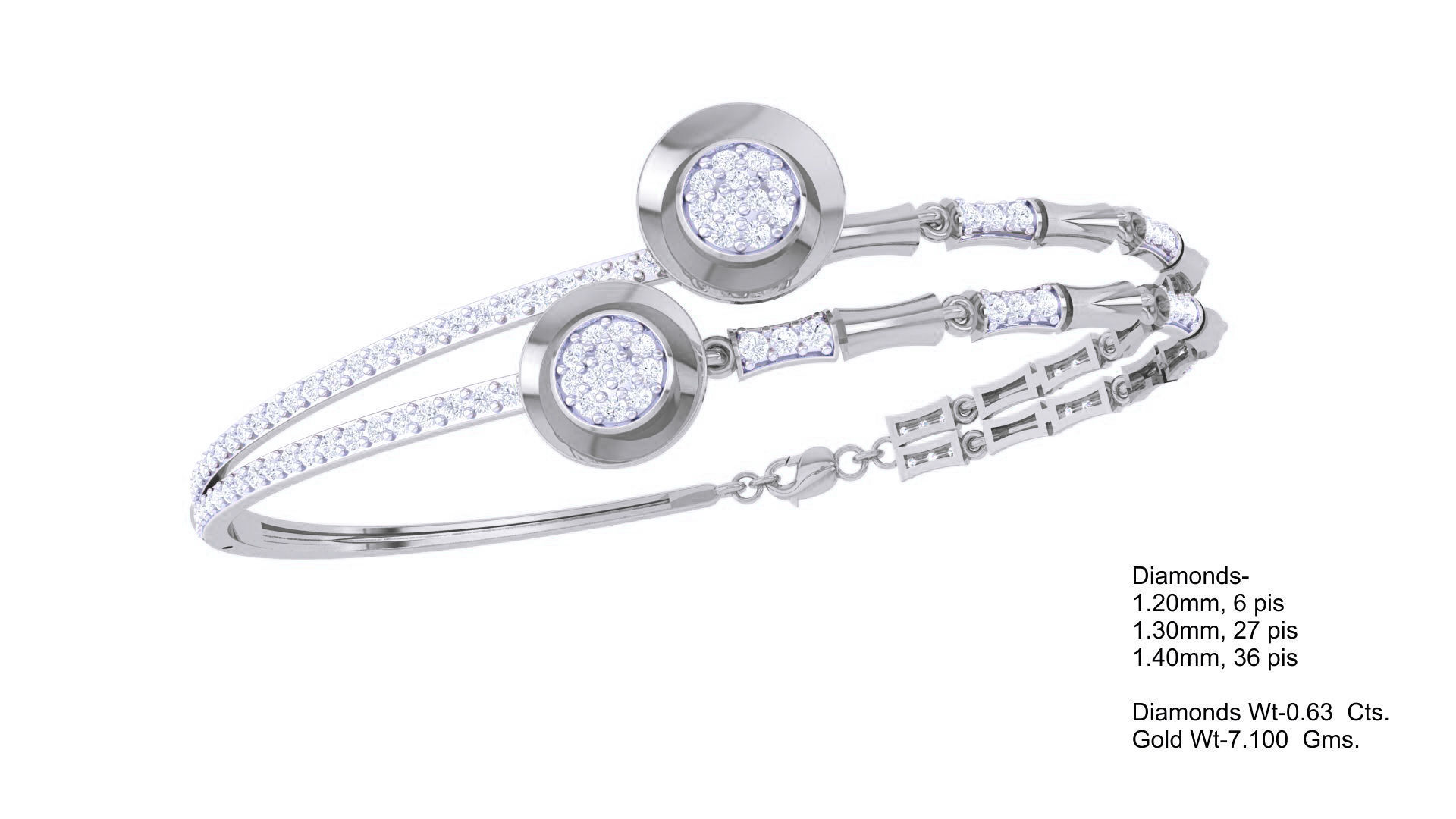 Bi Flower High Jewelry Italian Diamond Bracelets 3dm stl obj  3D print model_3