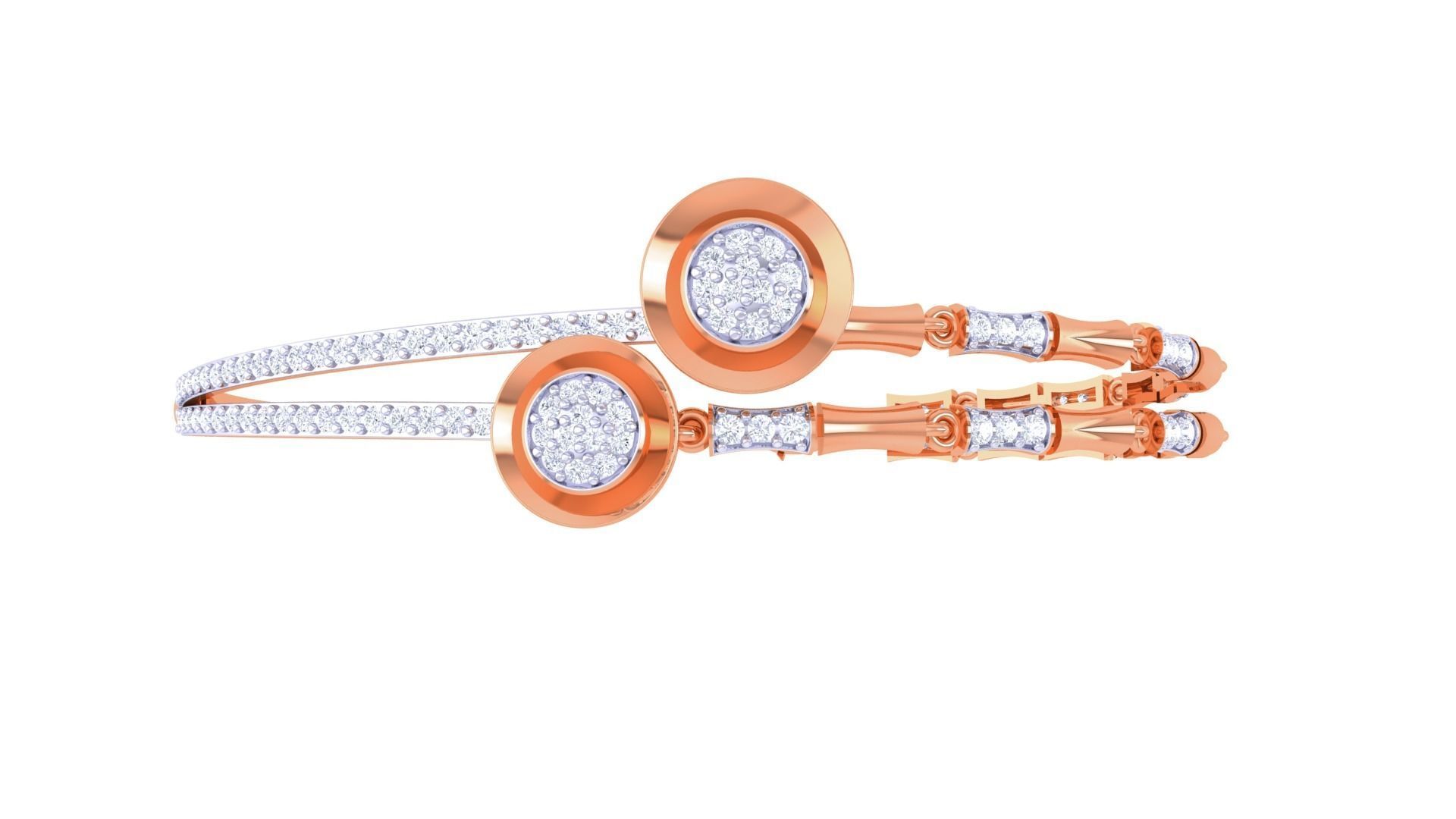 Bi Flower High Jewelry Italian Diamond Bracelets 3dm stl obj  3D print model_8