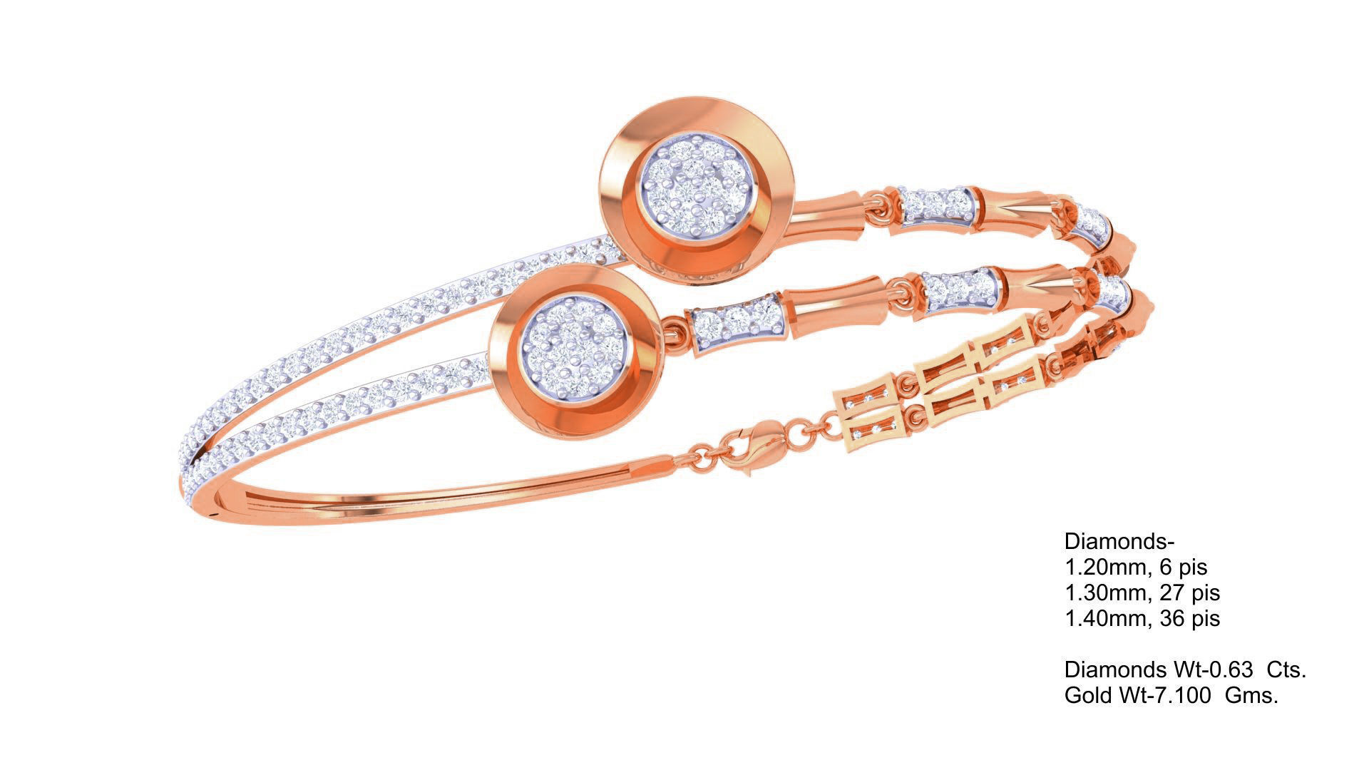 Bi Flower High Jewelry Italian Diamond Bracelets 3dm stl obj  3D print model_2