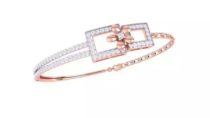 Flower High Jewelry Italian Diamond Bracelets 3dm stl obj gltf