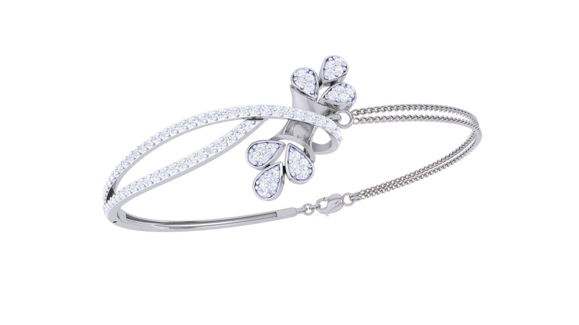Flower High Jewelry Italian Diamond Bracelets 3dm stl obj gltf 3D print model_5