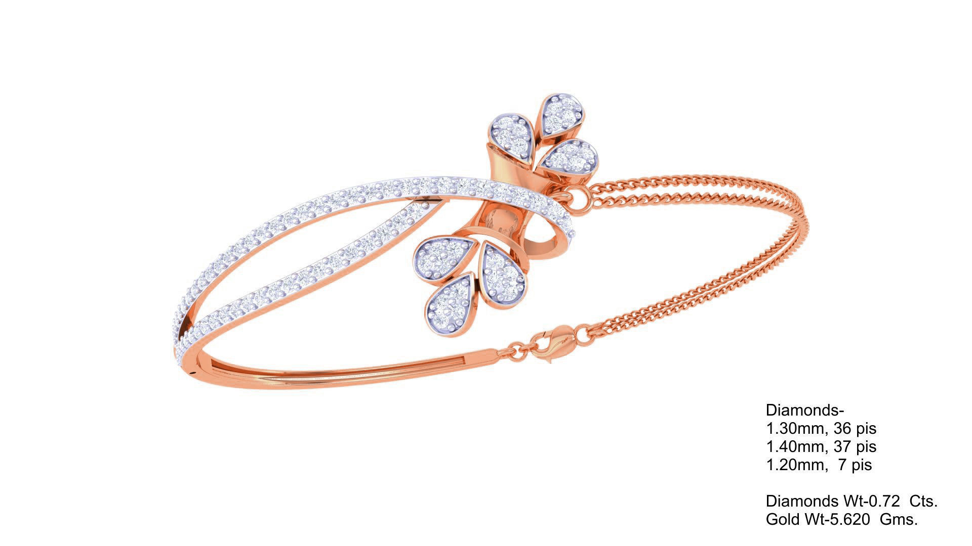 Flower High Jewelry Italian Diamond Bracelets 3dm stl obj gltf 3D print model_2