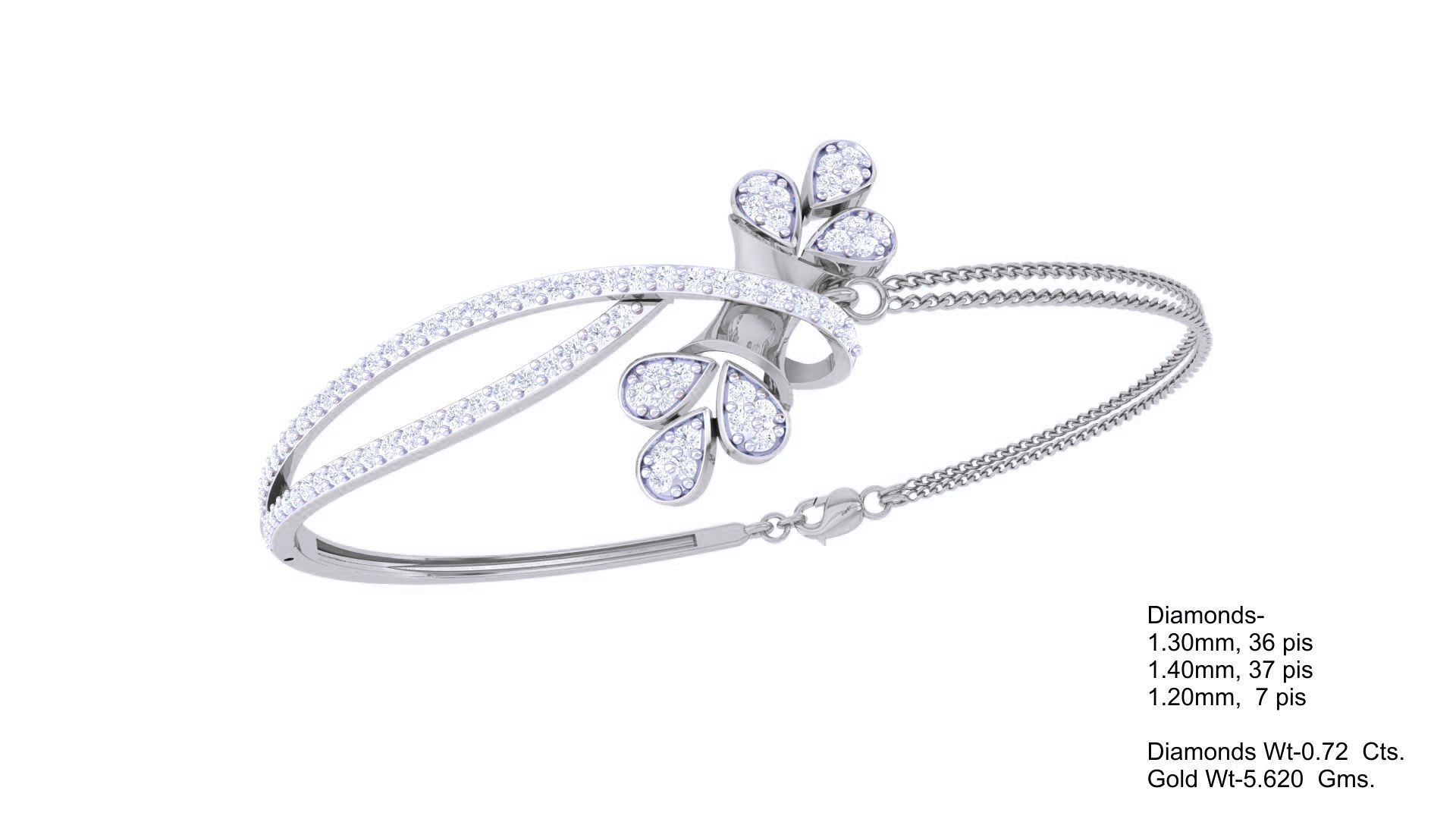 Flower High Jewelry Italian Diamond Bracelets 3dm stl obj gltf 3D print model_3