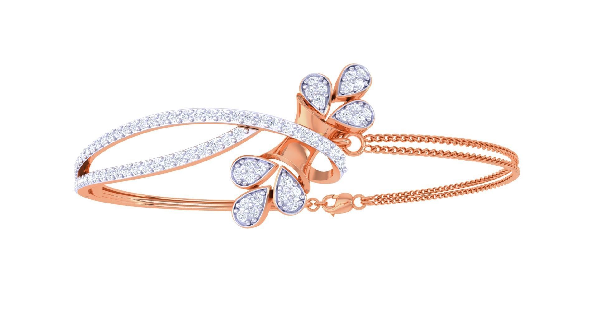 Flower High Jewelry Italian Diamond Bracelets 3dm stl obj gltf 3D print model_9