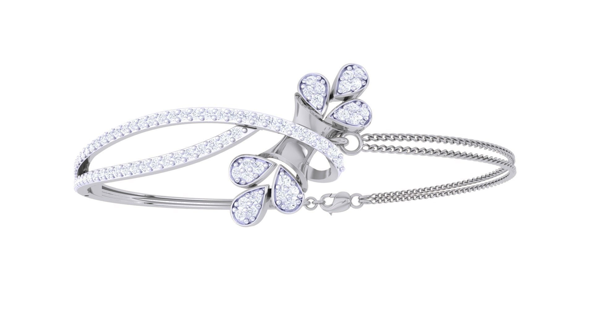 Flower High Jewelry Italian Diamond Bracelets 3dm stl obj gltf 3D print model_8