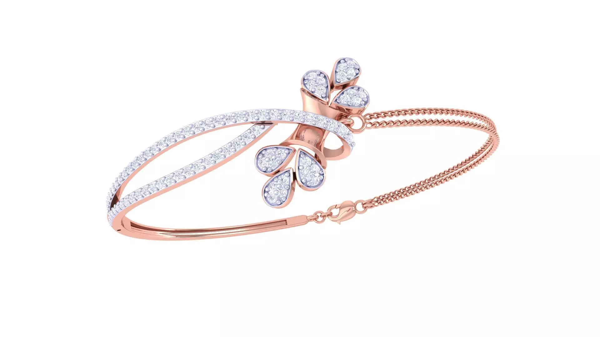 Flower High Jewelry Italian Diamond Bracelets 3dm stl obj gltf 3D print model_0