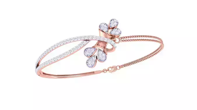 Flower High Jewelry Italian Diamond Bracelets 3dm stl obj gltf