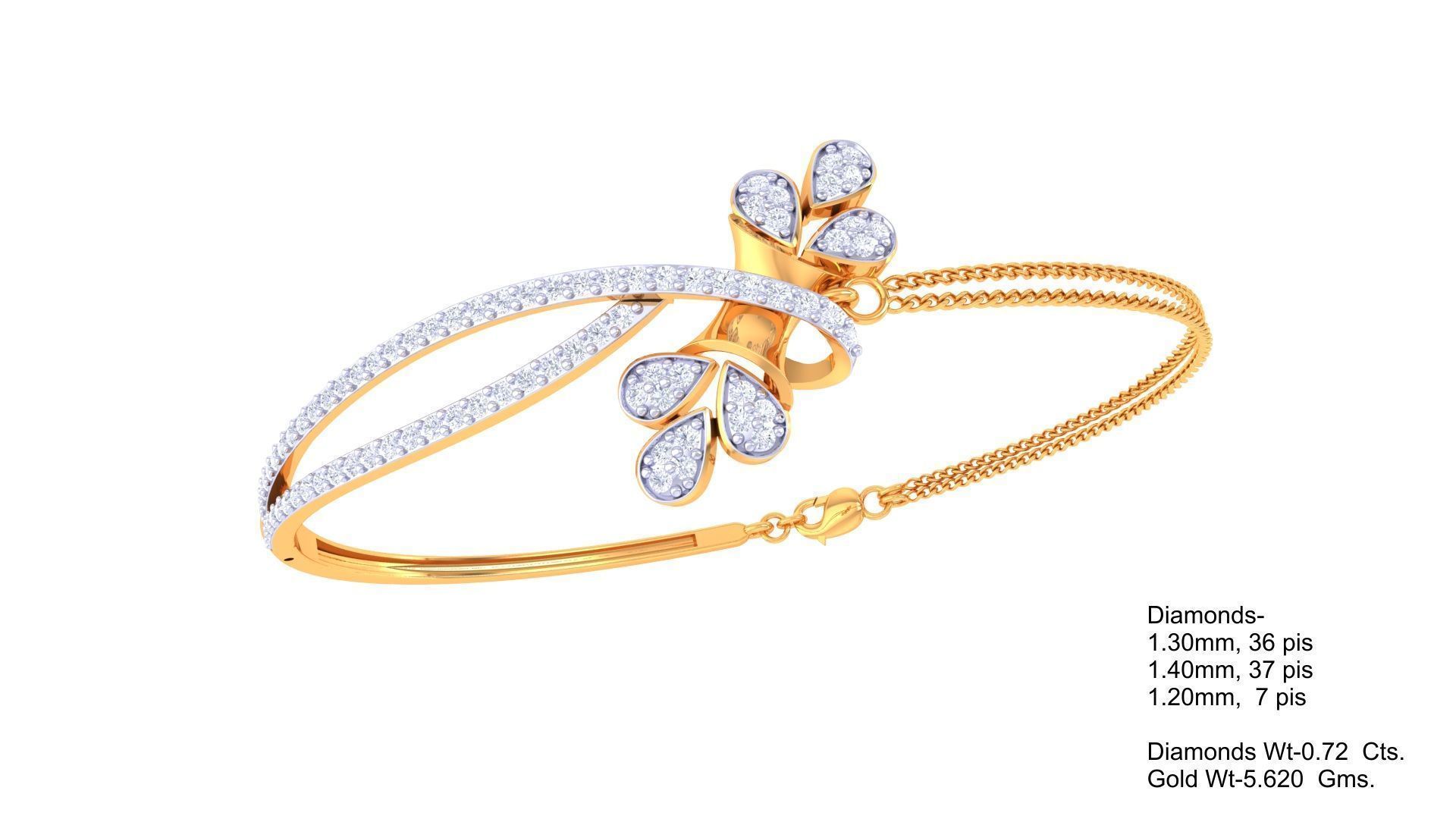 Flower High Jewelry Italian Diamond Bracelets 3dm stl obj gltf 3D print model_1