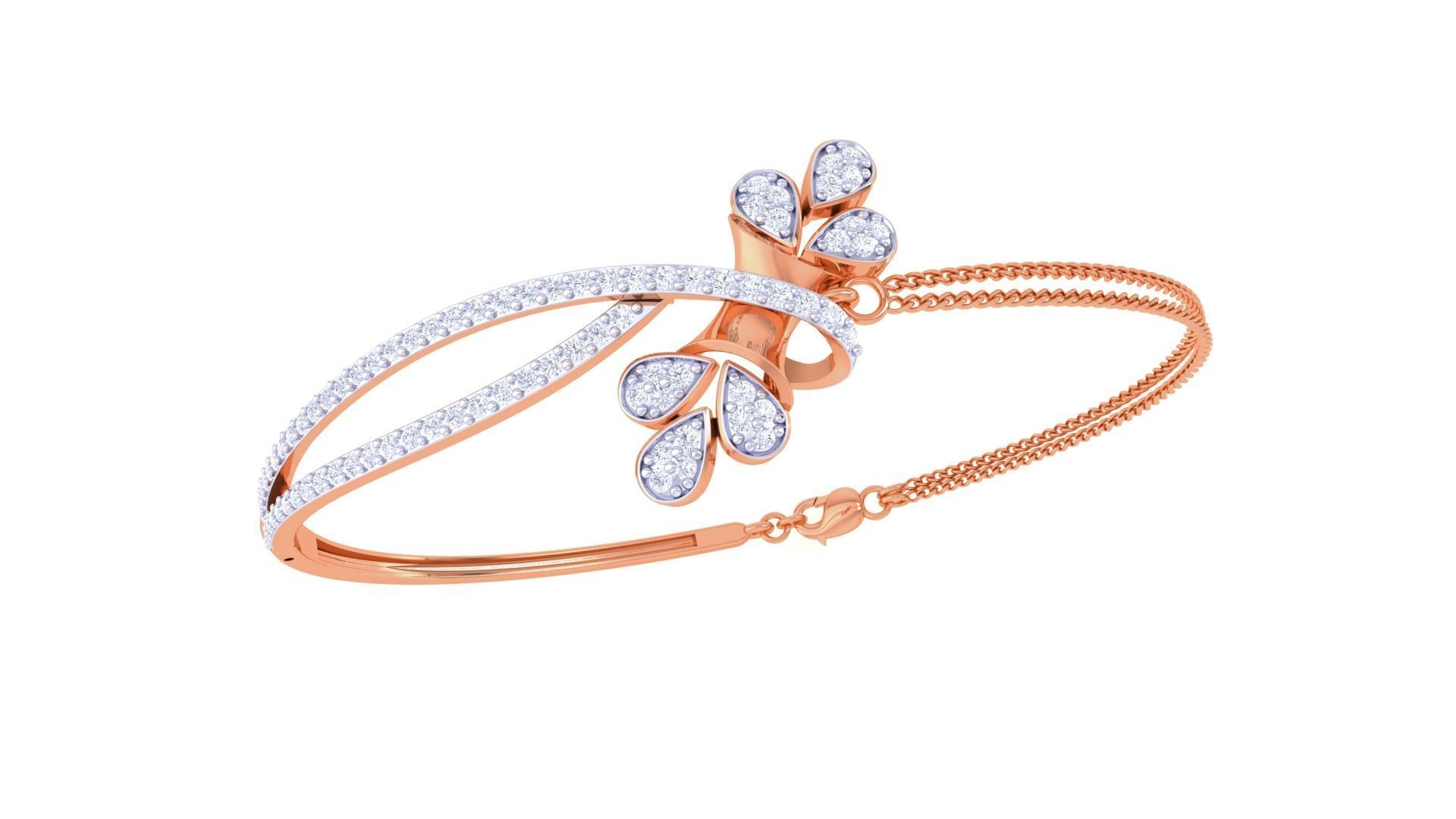 Flower High Jewelry Italian Diamond Bracelets 3dm stl obj gltf 3D print model_6