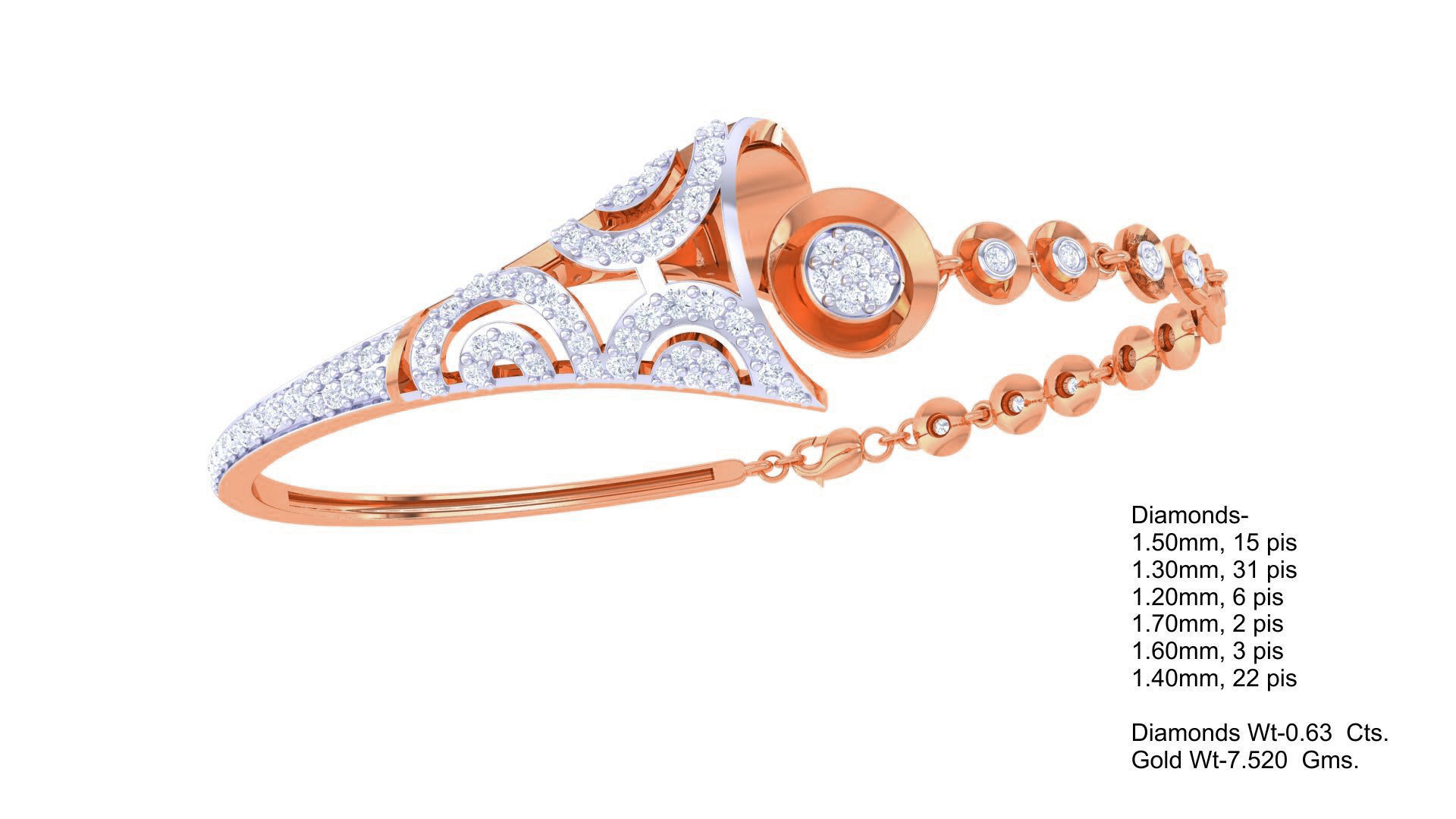 Links High Jewelry Italian Diamond Bracelets 3dm stl obj gltf 3D print model_2