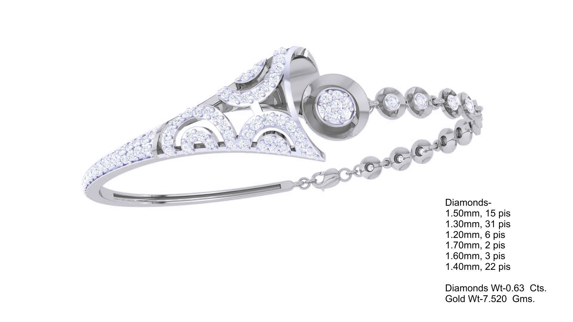 Links High Jewelry Italian Diamond Bracelets 3dm stl obj gltf 3D print model_3