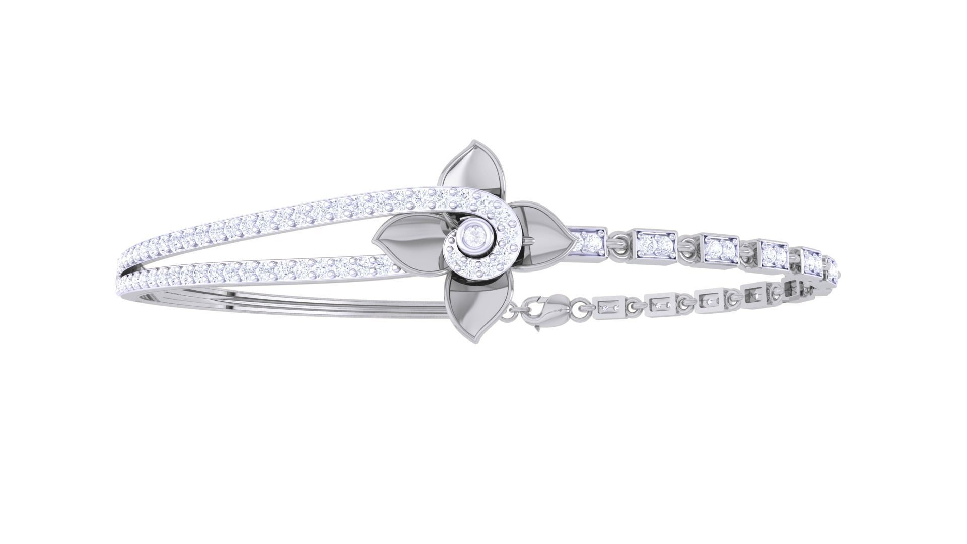 Lotus Chain Link High Jewelry Italian Diamond Bracelets 3dm stl 3D print model_9