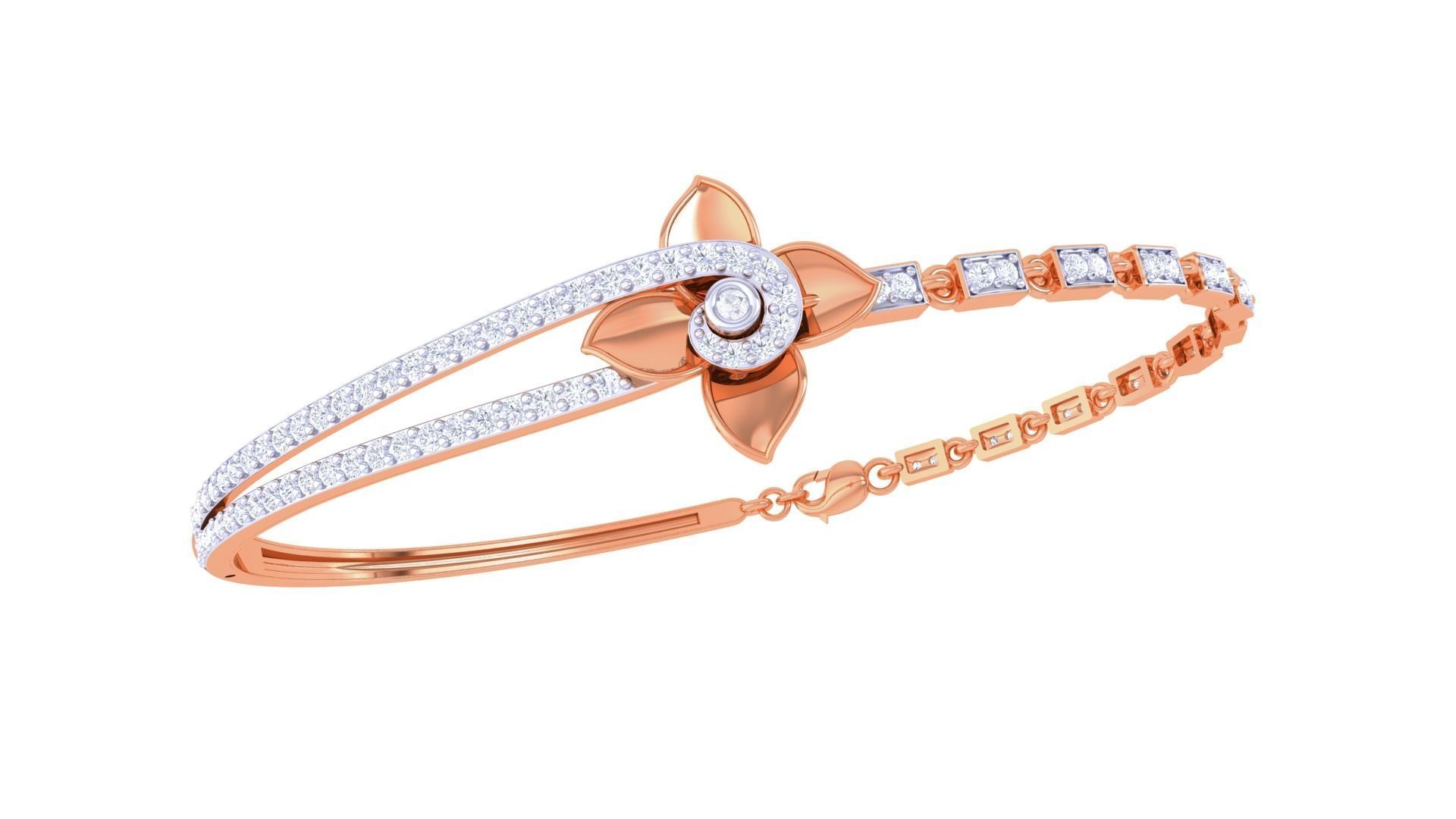 Lotus Chain Link High Jewelry Italian Diamond Bracelets 3dm stl 3D print model_6