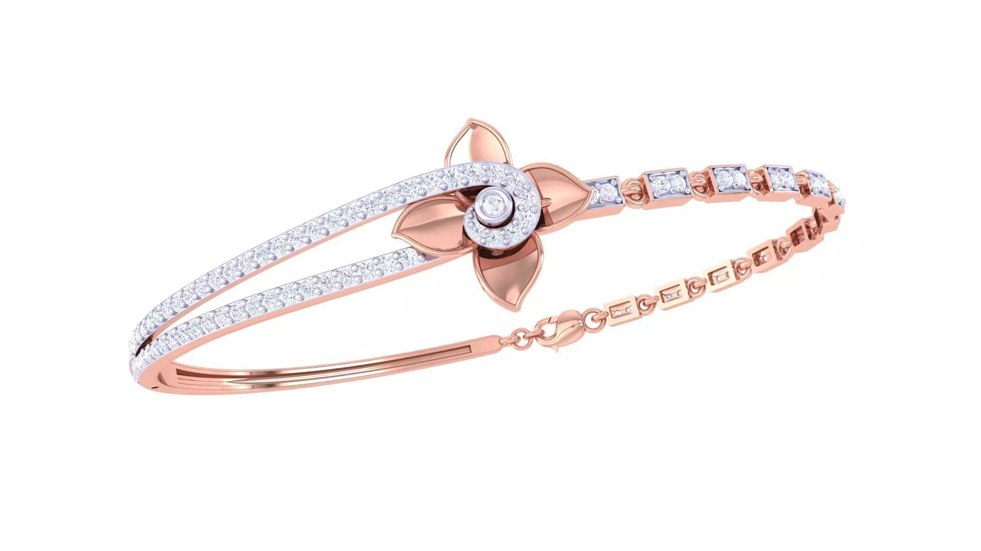 Lotus Chain Link High Jewelry Italian Diamond Bracelets 3dm stl 3D print model_0