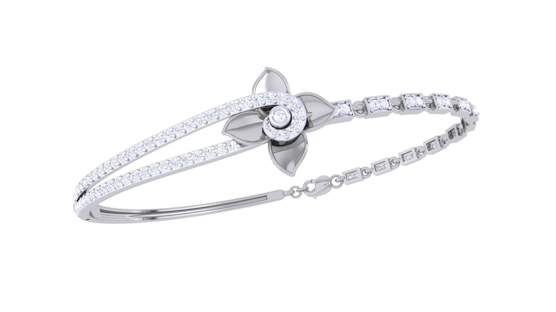 Lotus Chain Link High Jewelry Italian Diamond Bracelets 3dm stl 3D print model_4