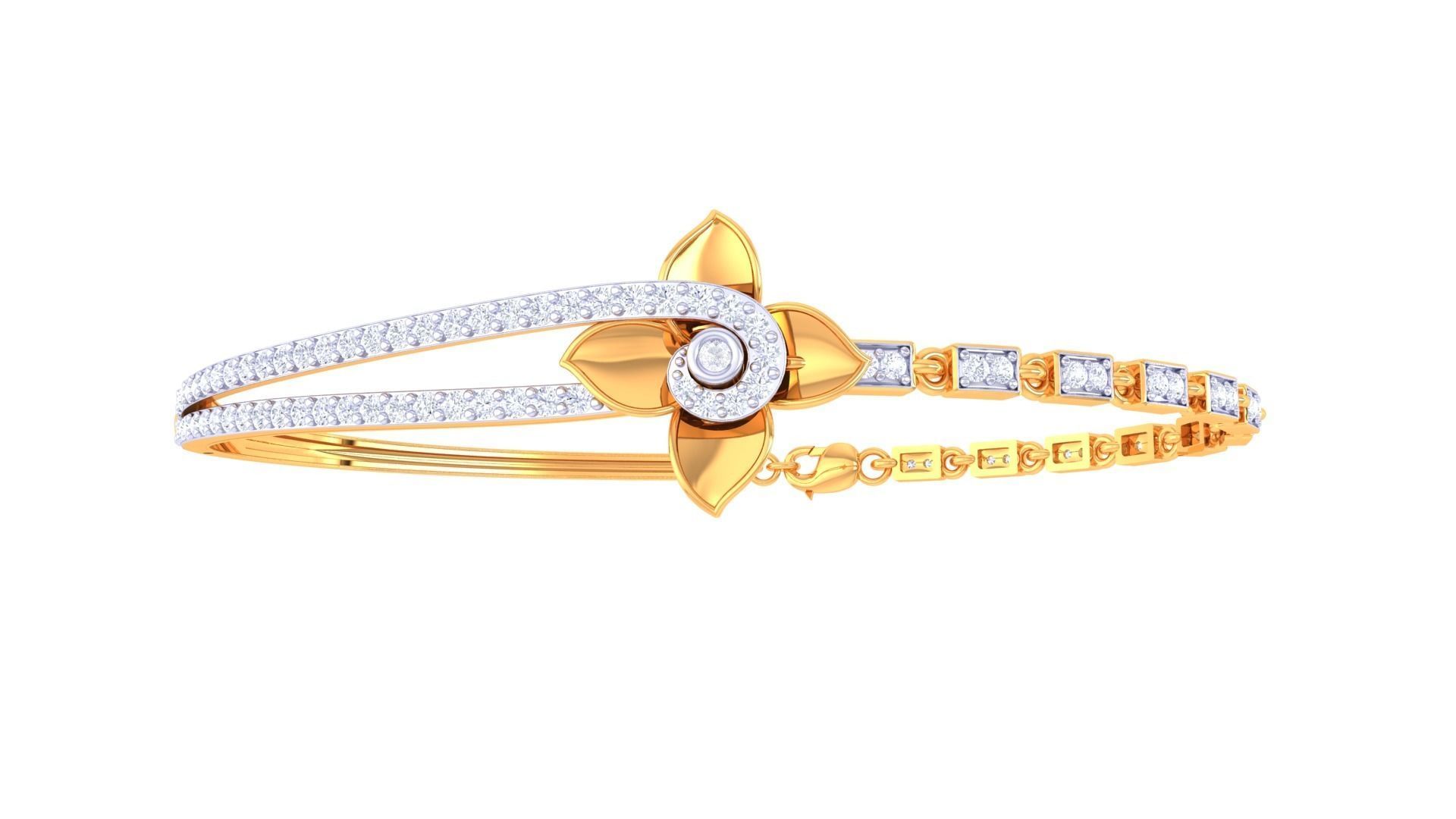 Lotus Chain Link High Jewelry Italian Diamond Bracelets 3dm stl 3D print model_7