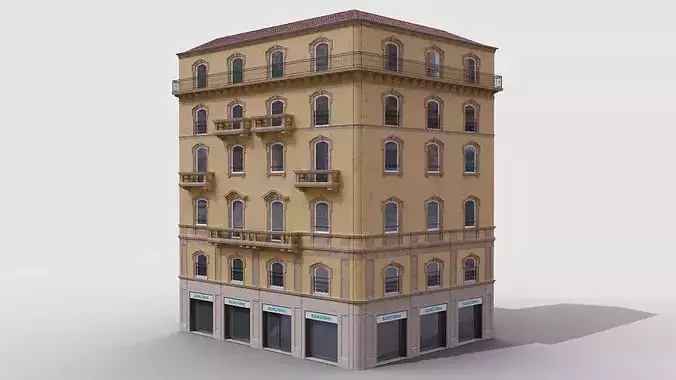 Classic Italian 3 Buildings Pack 3D model 5