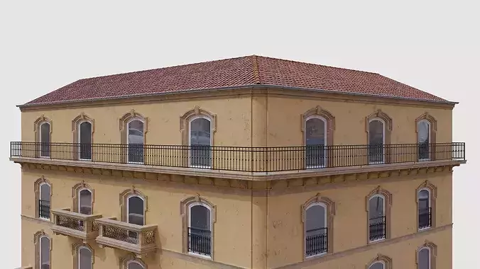Classic Italian 3 Buildings Pack 3D model 6