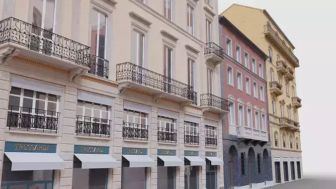 Classic Italian 3 Buildings Pack 3D model 3