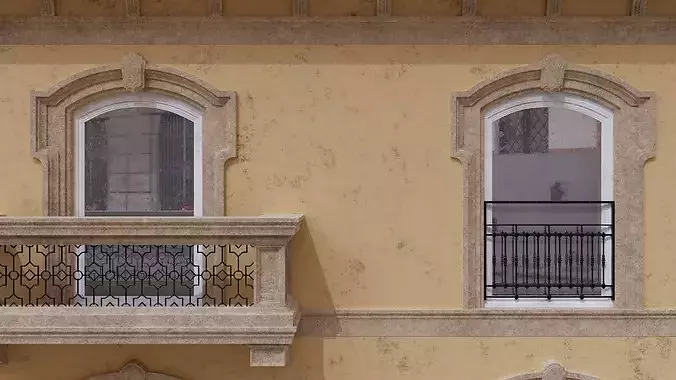 Classic Italian 3 Buildings Pack 3D model 7