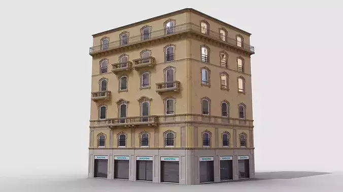 Classic Italian 3 Buildings Pack 3D model 4