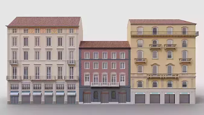 Classic Italian 3 Buildings Pack 3D model