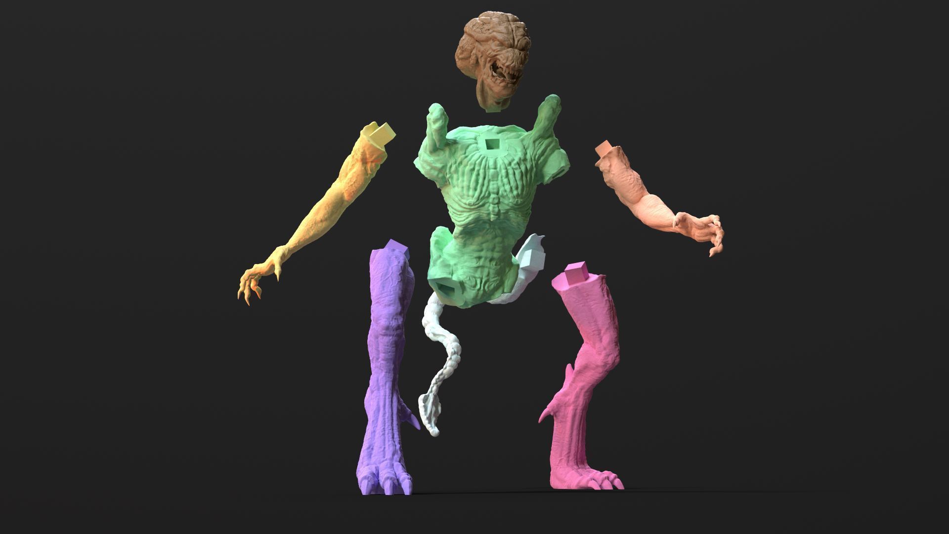 Pumpkinhead Printable three poses and base 3D print model_20