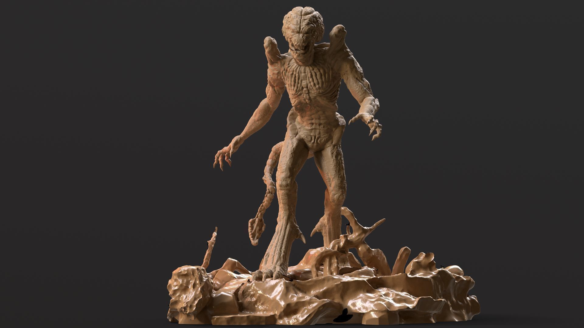 Pumpkinhead Printable three poses and base 3D print model_41
