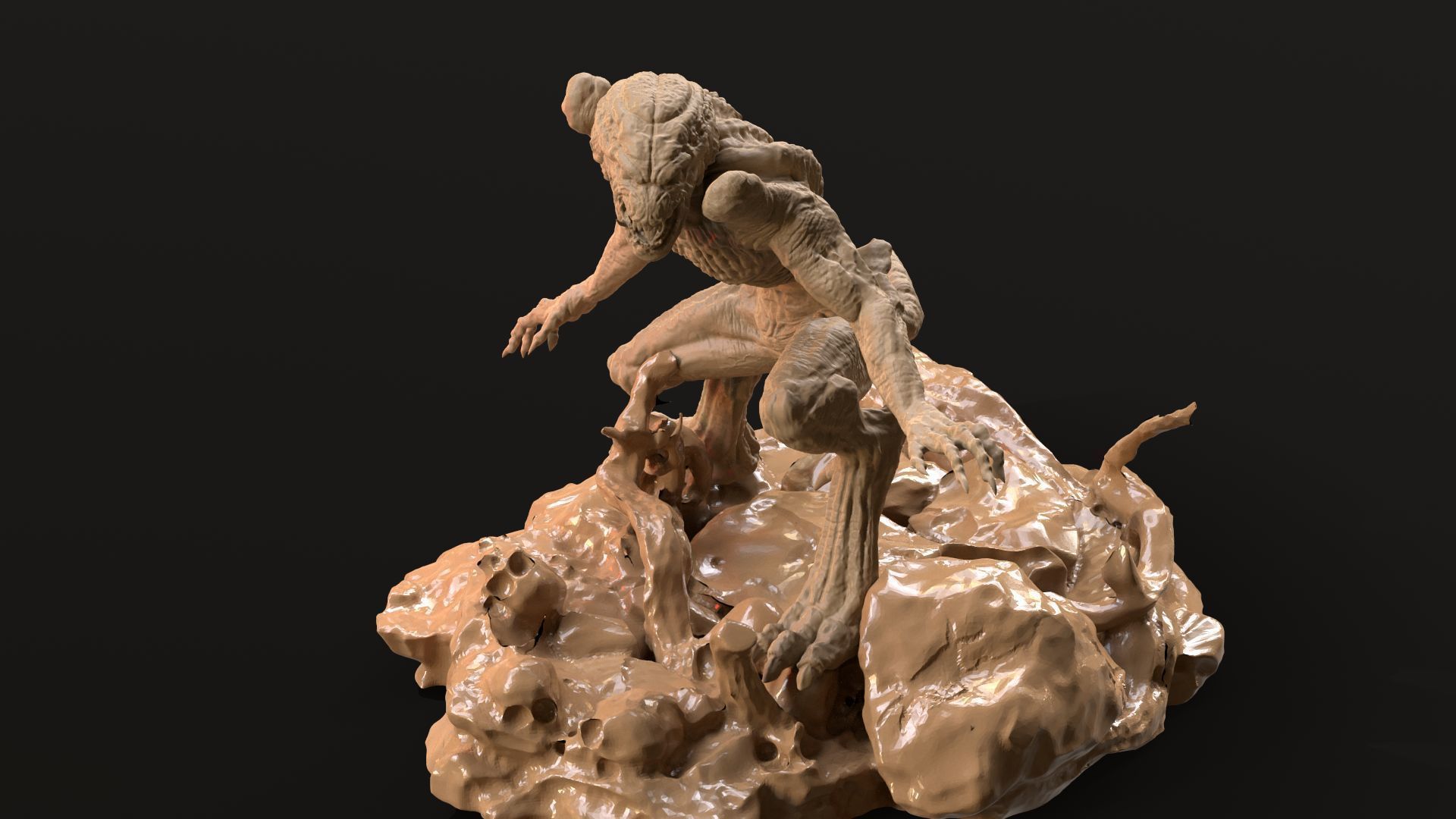 Pumpkinhead Printable three poses and base 3D print model_40