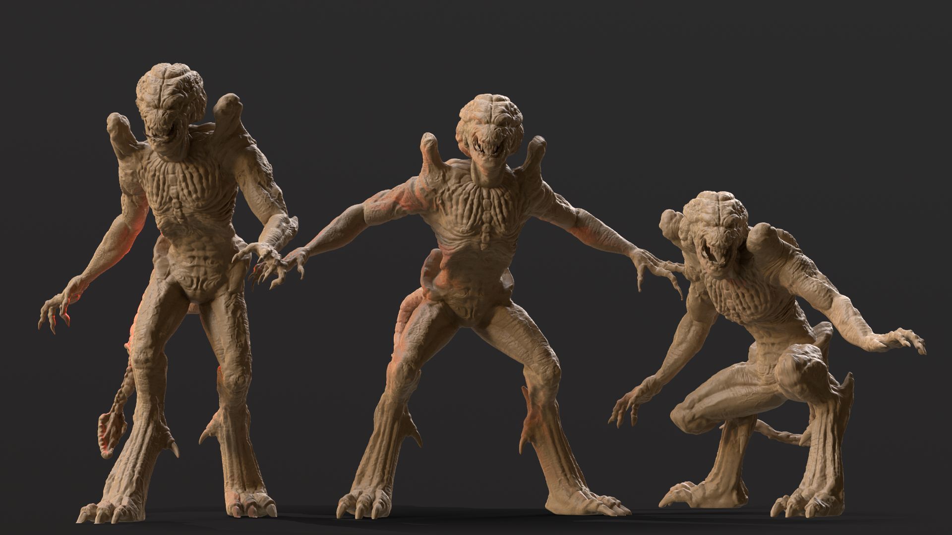 Pumpkinhead Printable three poses and base 3D print model_1