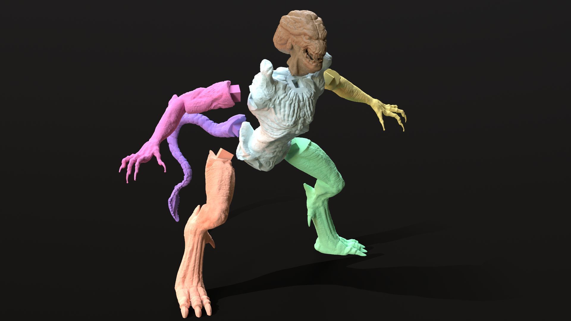 Pumpkinhead Printable three poses and base 3D print model_3