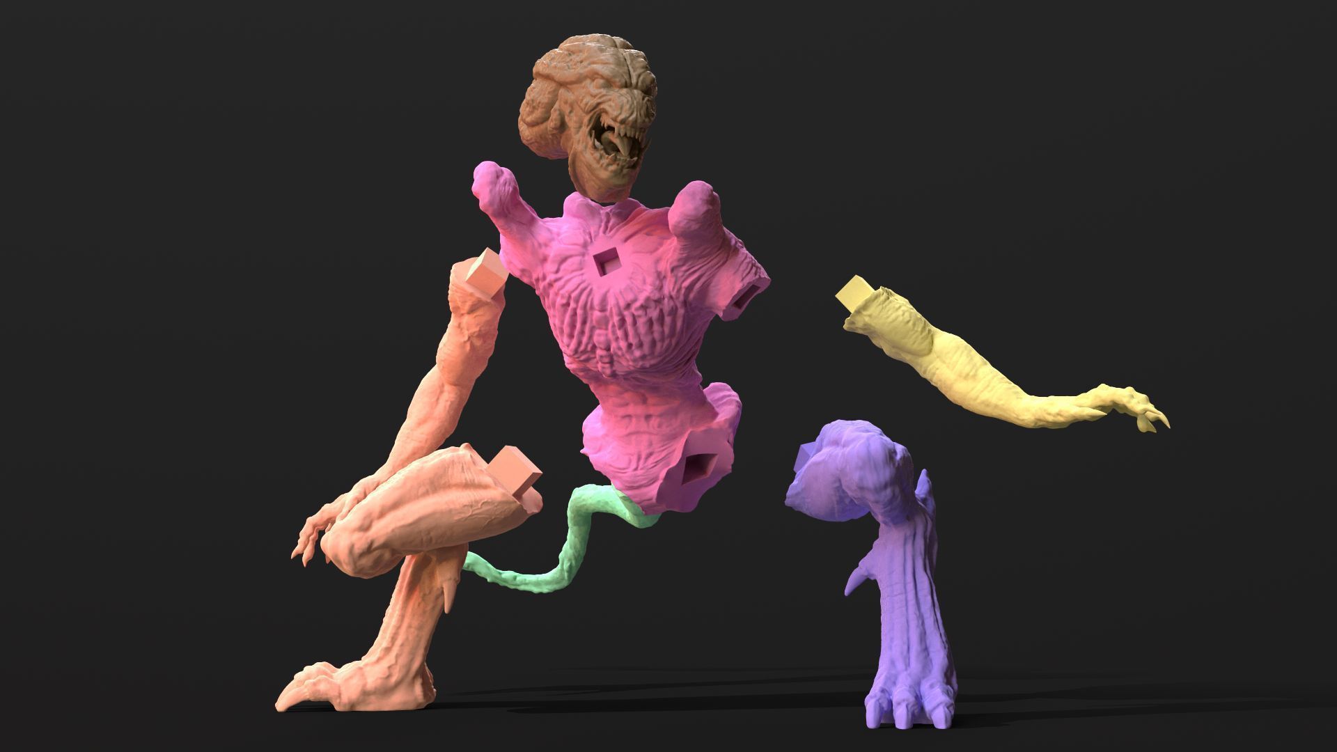 Pumpkinhead Printable three poses and base 3D print model_26