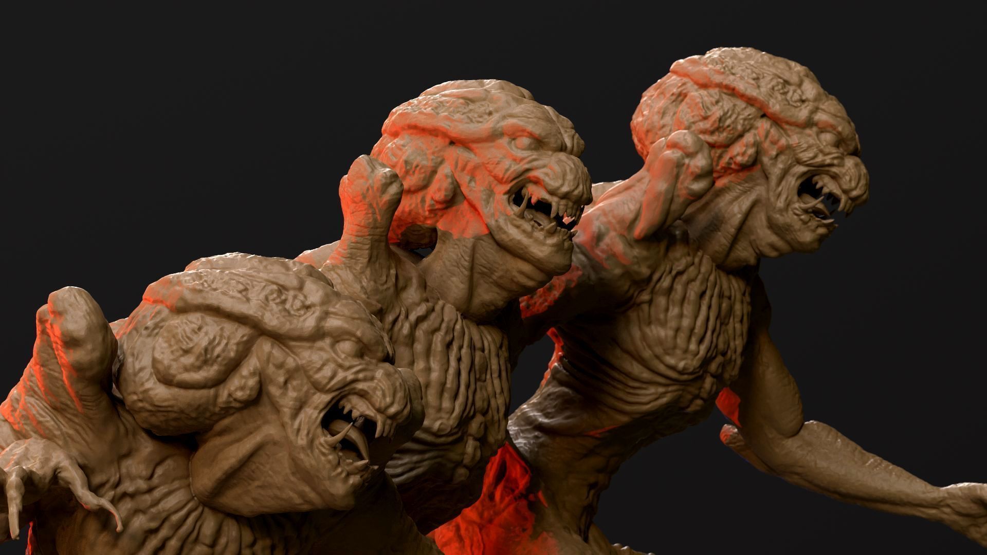 Pumpkinhead Printable three poses and base 3D print model_29