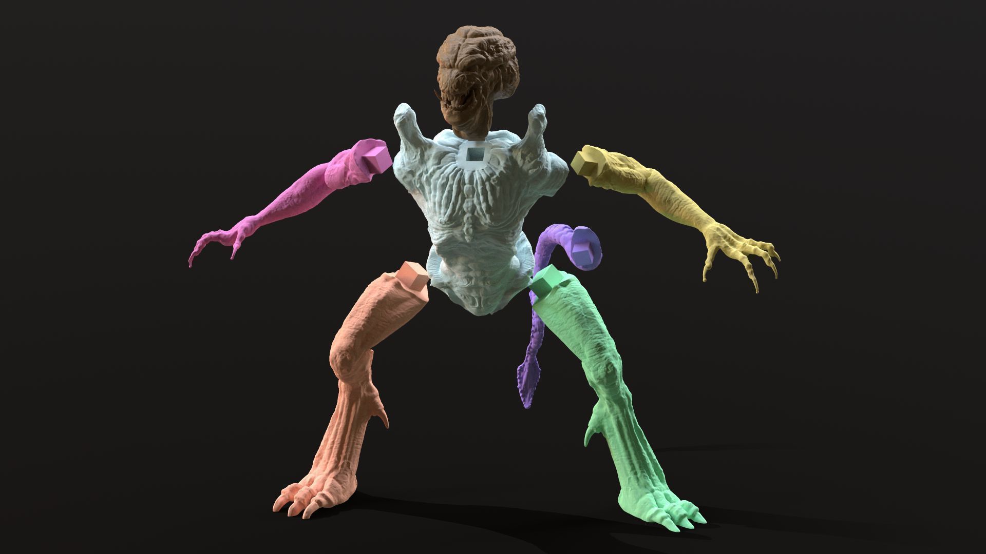 Pumpkinhead Printable three poses and base 3D print model_11