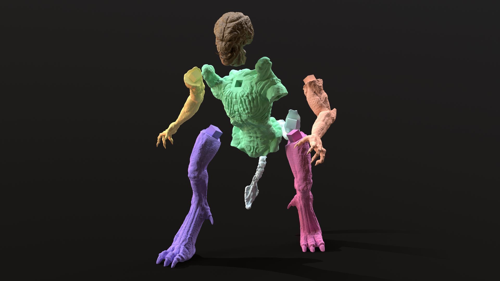 Pumpkinhead Printable three poses and base 3D print model_19