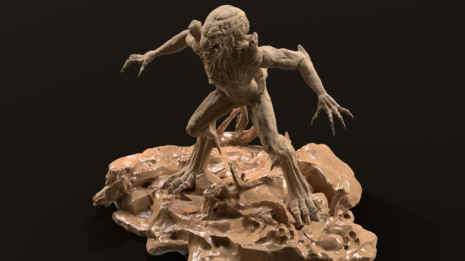 Pumpkinhead Printable three poses and base 3D print model_43