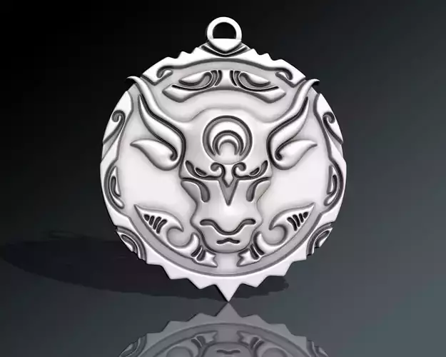 Buffalo head skull pendant 3D print model