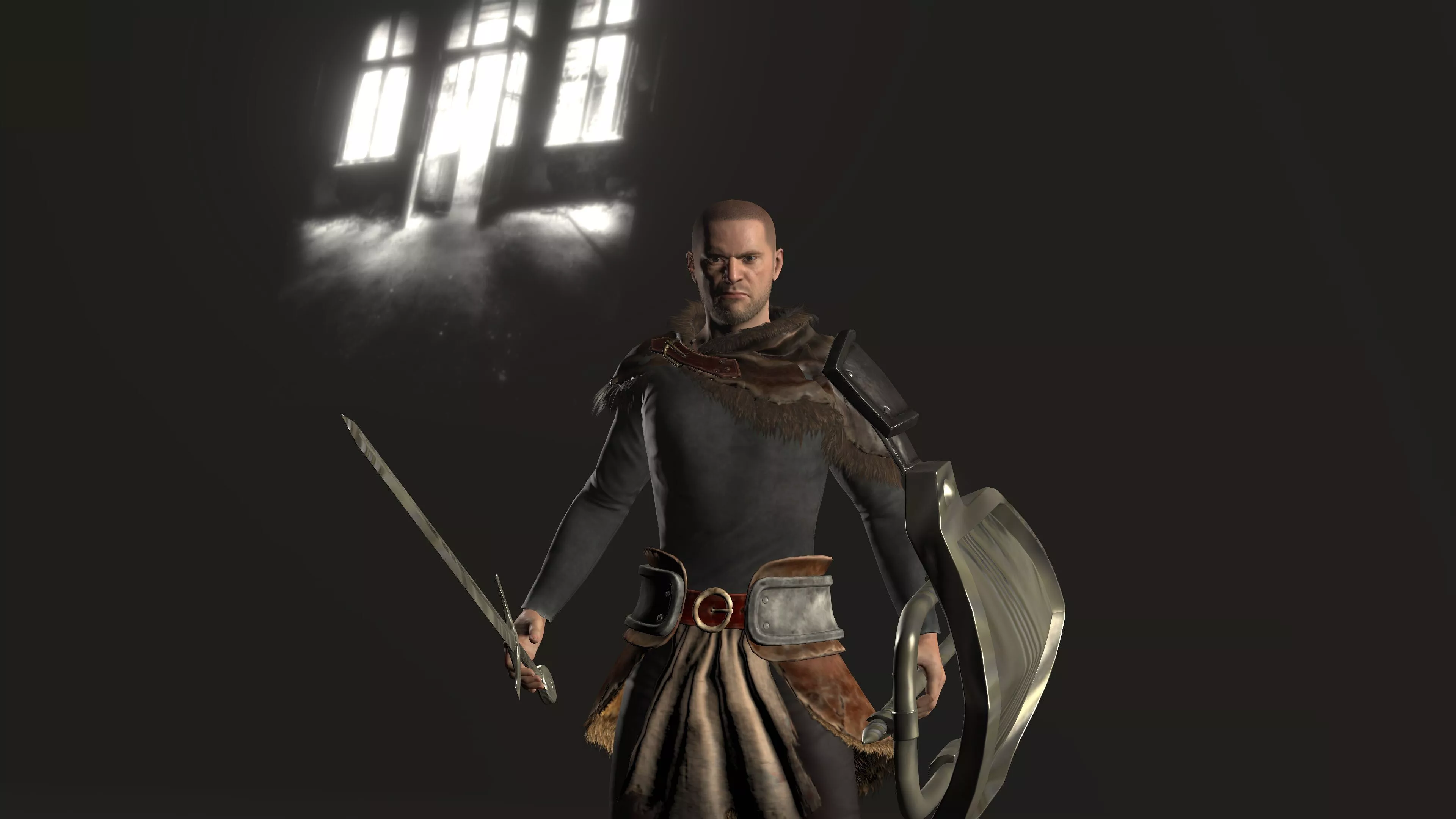 Medieval Warrior Low-poly 3D model