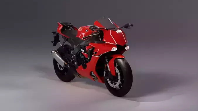 Yamaha R1 2015 Red and black Low-poly 3D model