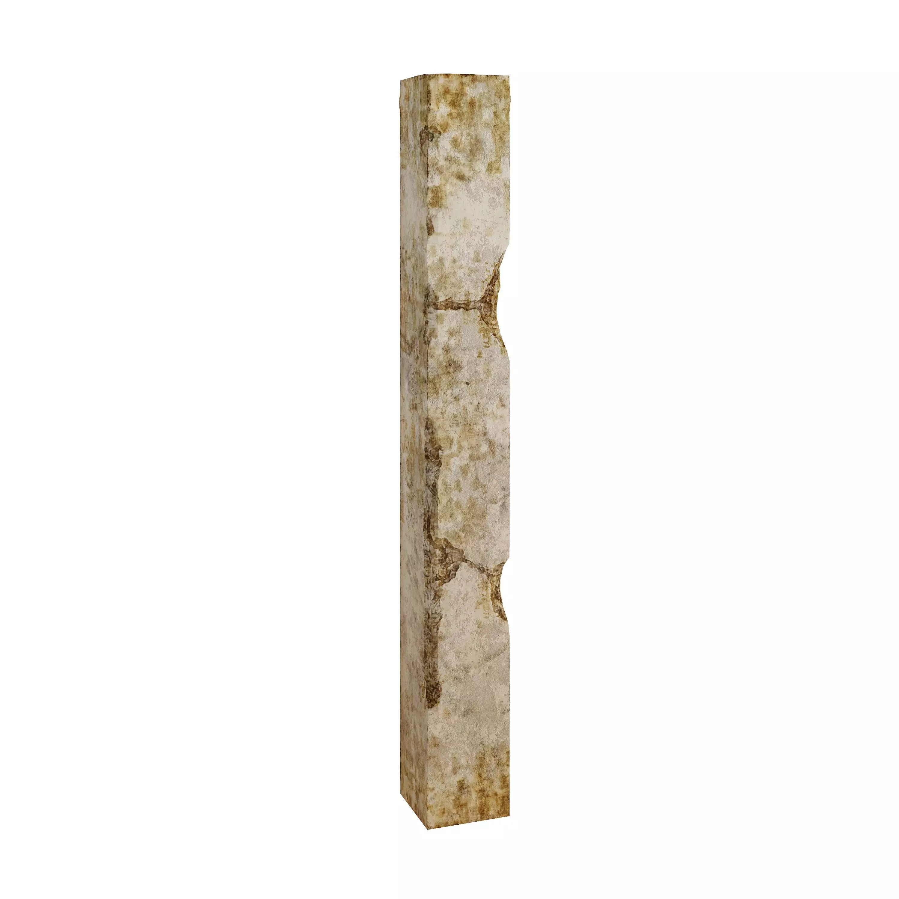 Damaged Column Low-poly 3D model_0