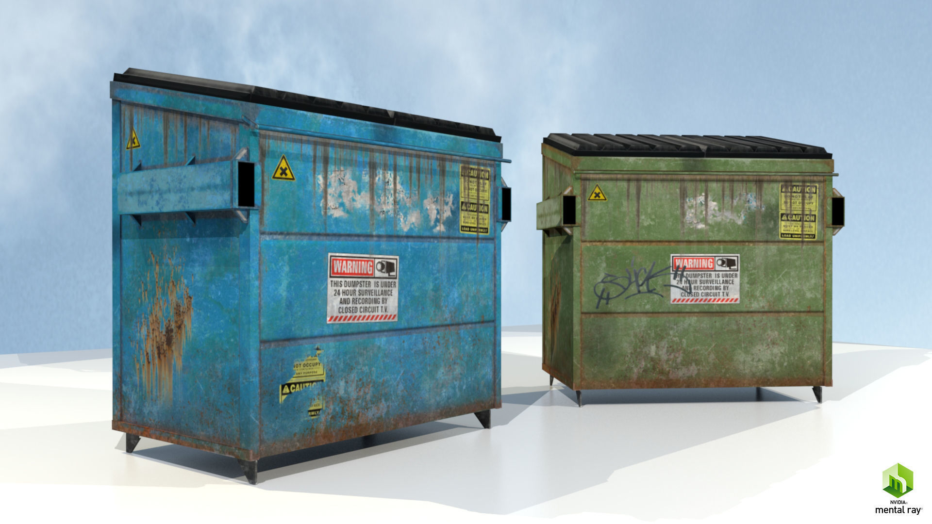 PBR Dumpsters storage cabinet Low-poly 3D model_3