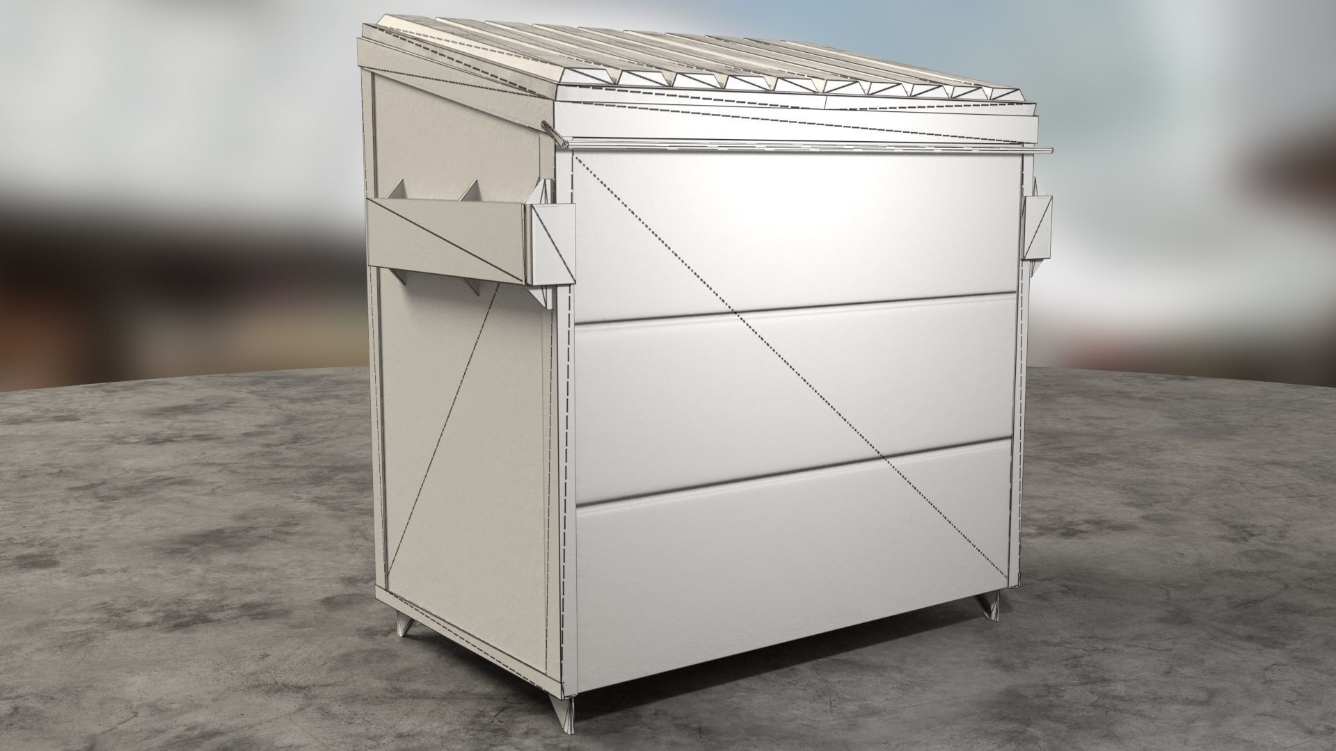 PBR Dumpsters storage cabinet Low-poly 3D model_2
