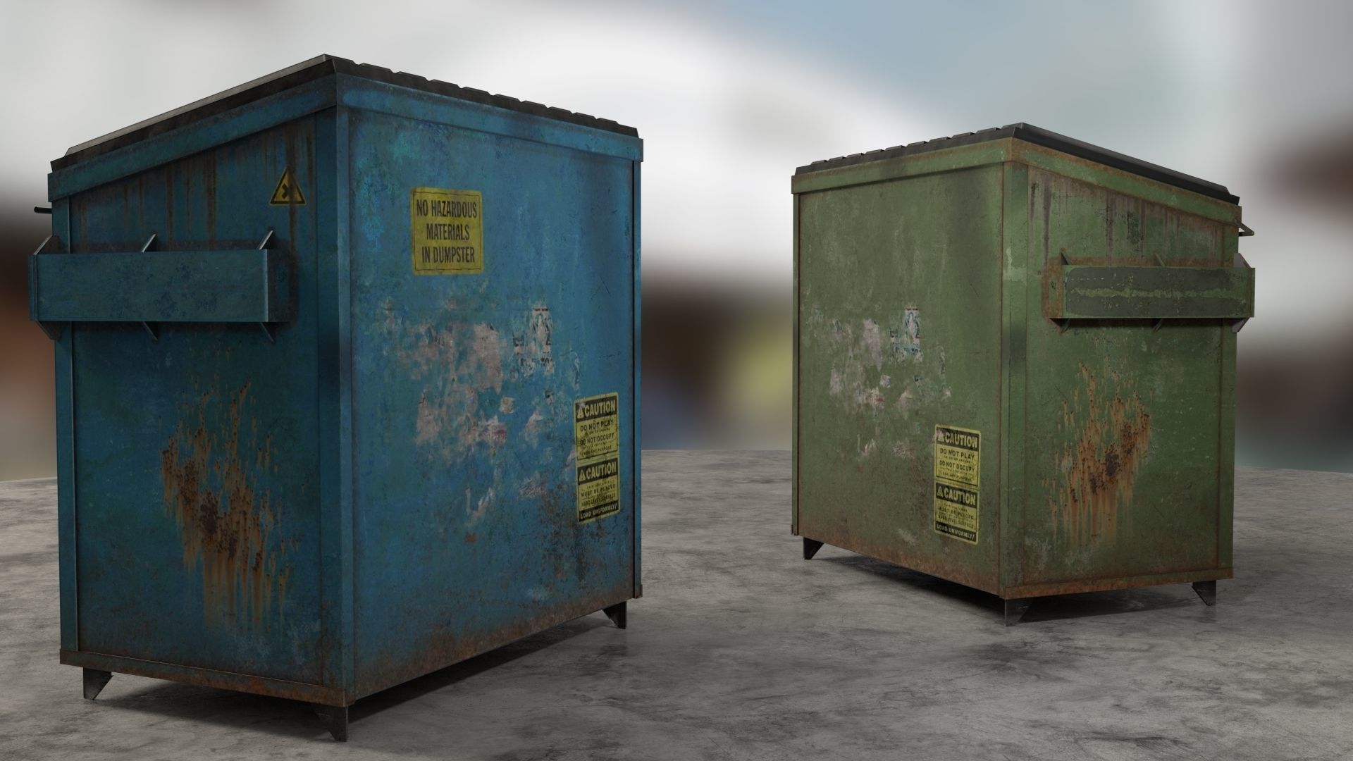 PBR Dumpsters storage cabinet Low-poly 3D model_1