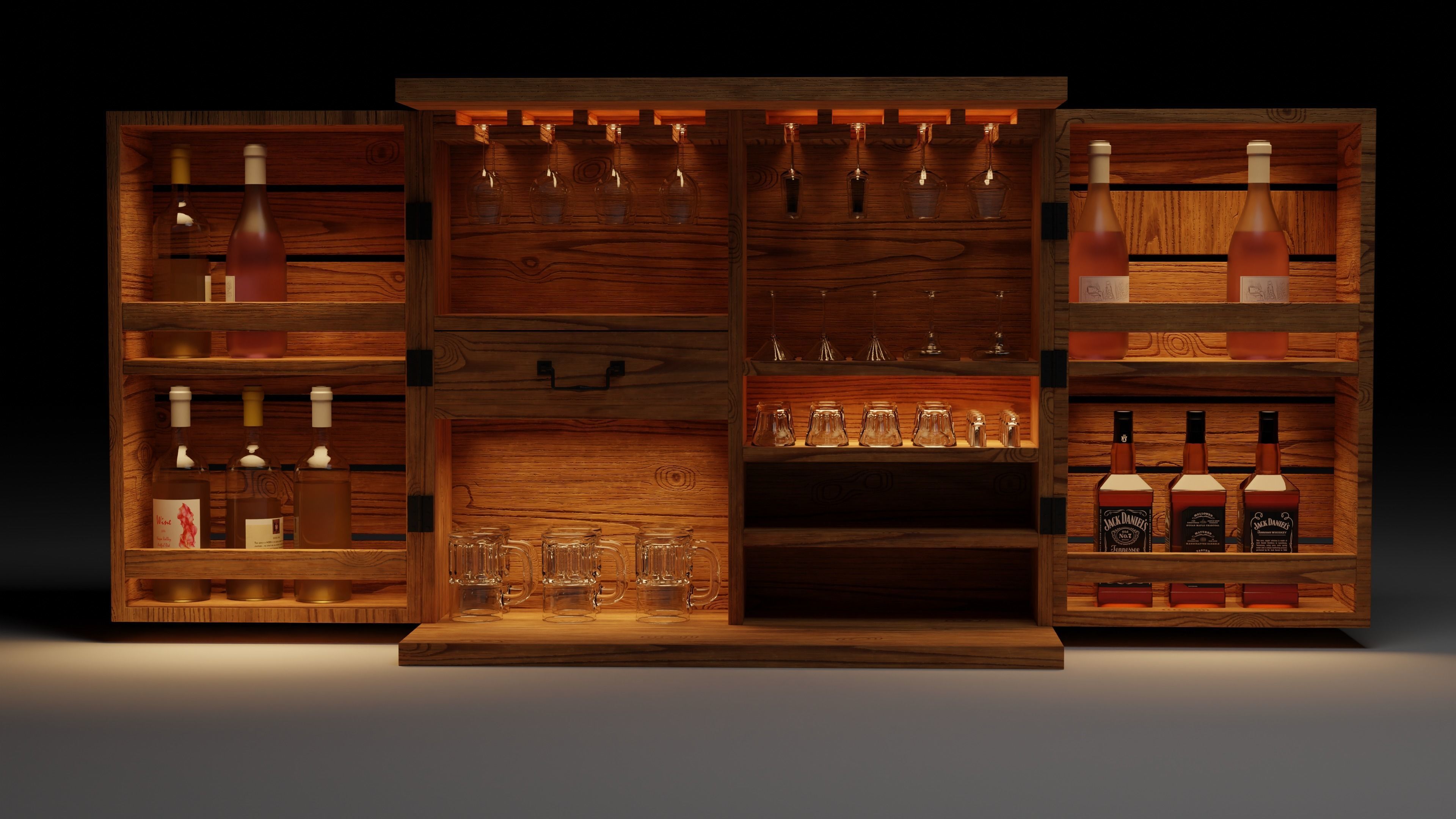 Bar Cabinet Free 3D model_8