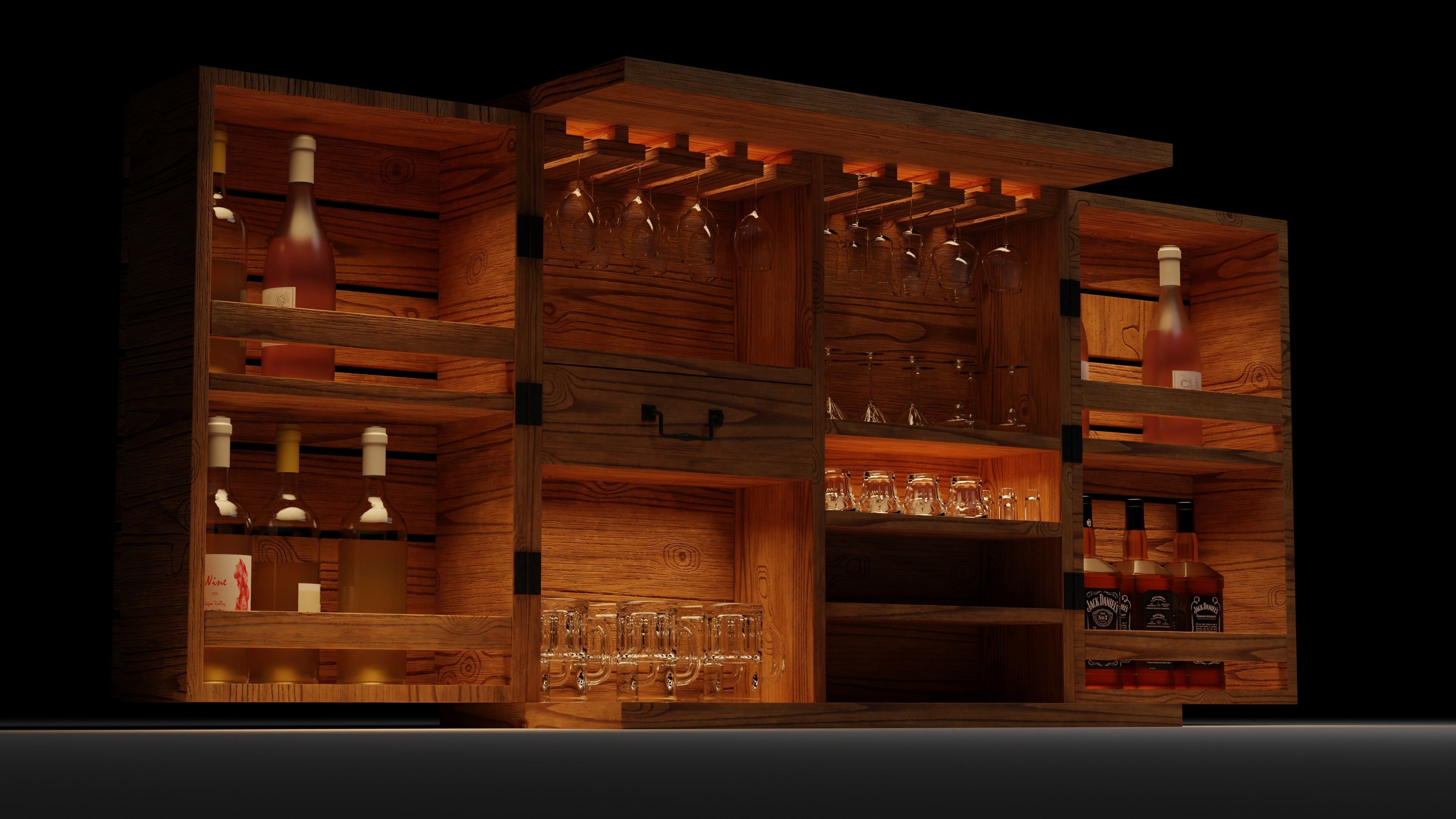 Bar Cabinet Free 3D model_9